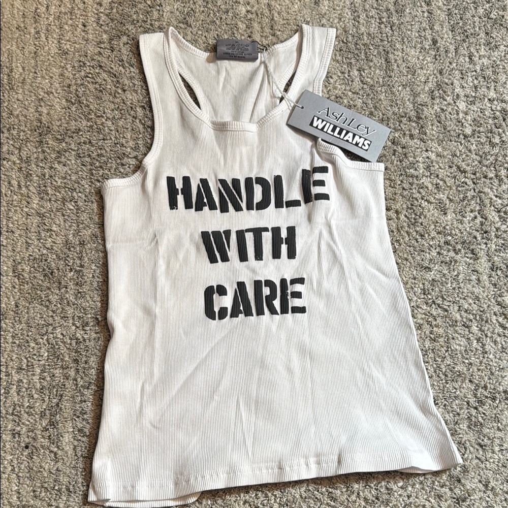Ashely Williams Handle with Care Rib Graphic Tank